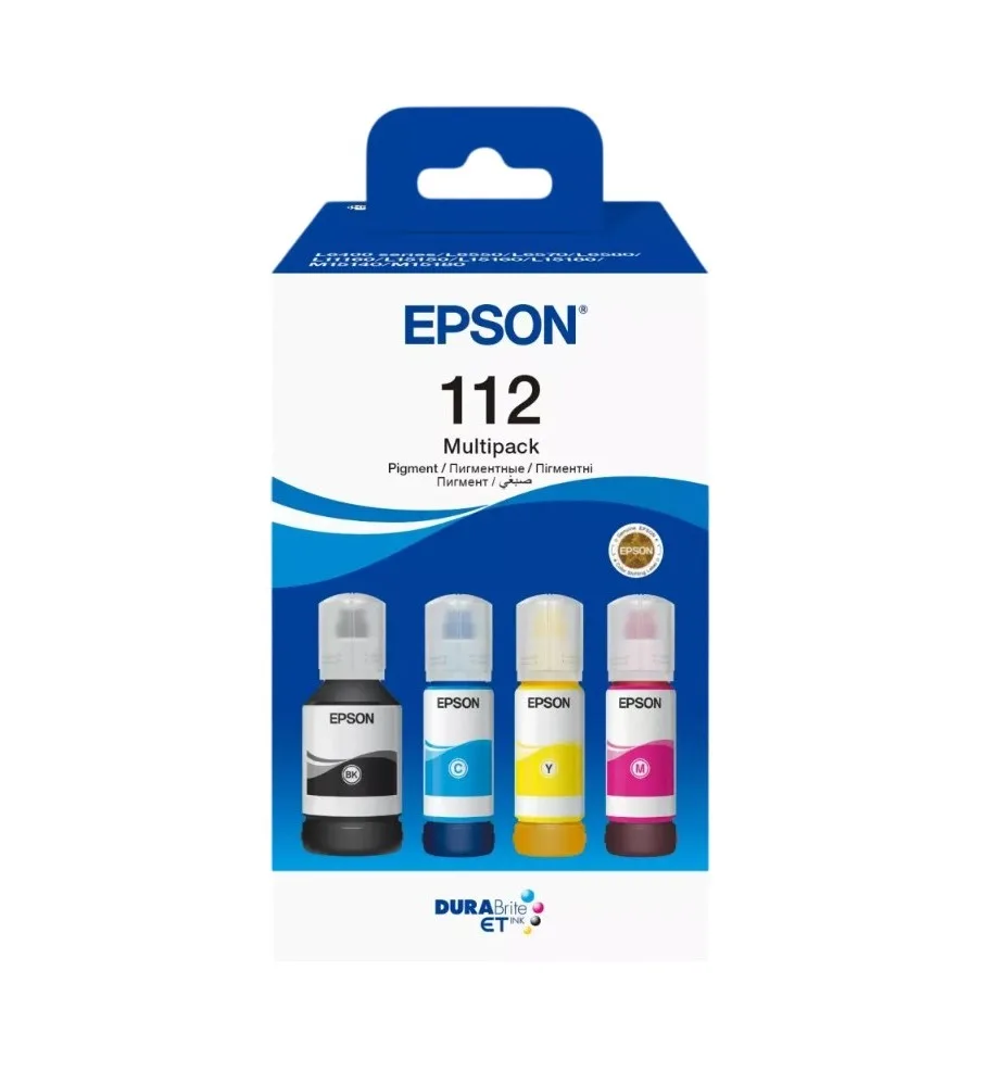 Контейнери з чорнилом Epson пігментні EcoTank 112 чорний блакитний пурпурний жовтий
