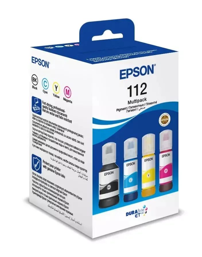 Контейнери з чорнилом Epson пігментні EcoTank 112 чорний блакитний пурпурний жовтий