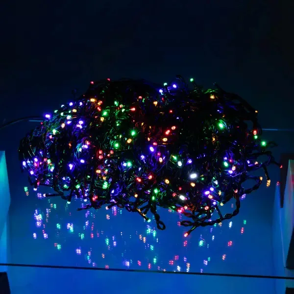 Вулична гірлянда Бахрома 50 м 840 LED чорний провід різнокольоровий