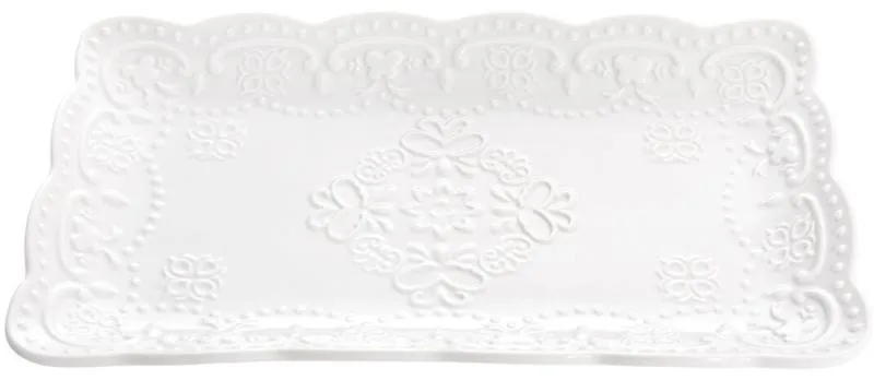 Сервірувальні блюда порцелянові White-Lace 26x15 см, набір 2 штуки з орнаментом
