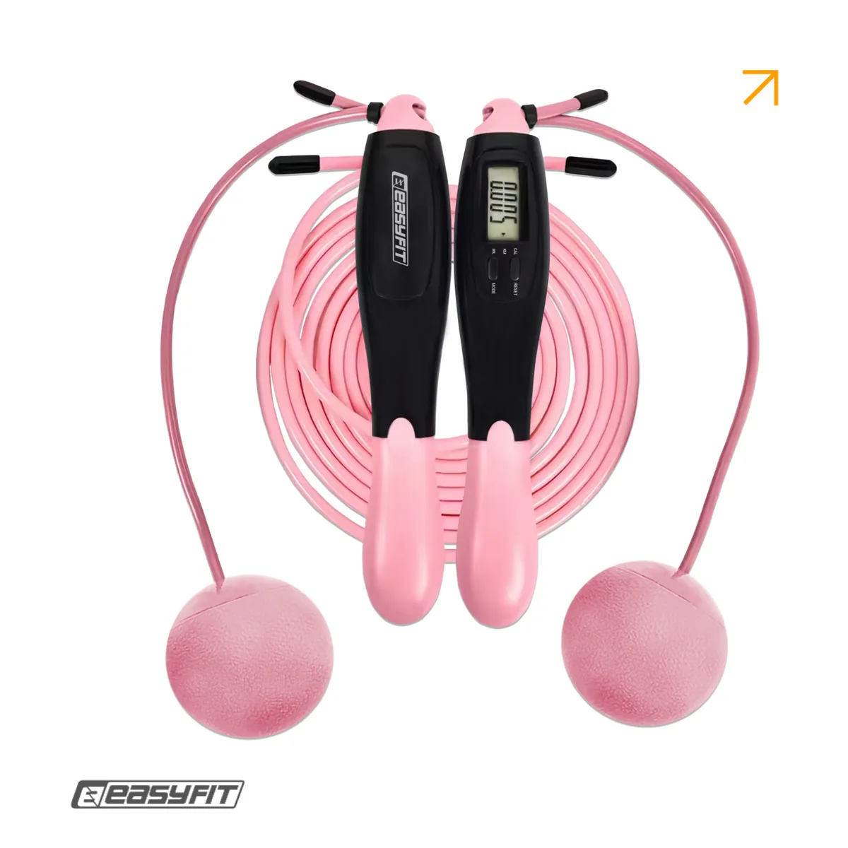 Скакалка для схуднення EasyFit ПВХ 2,8 м чорна-рожева з лічильником