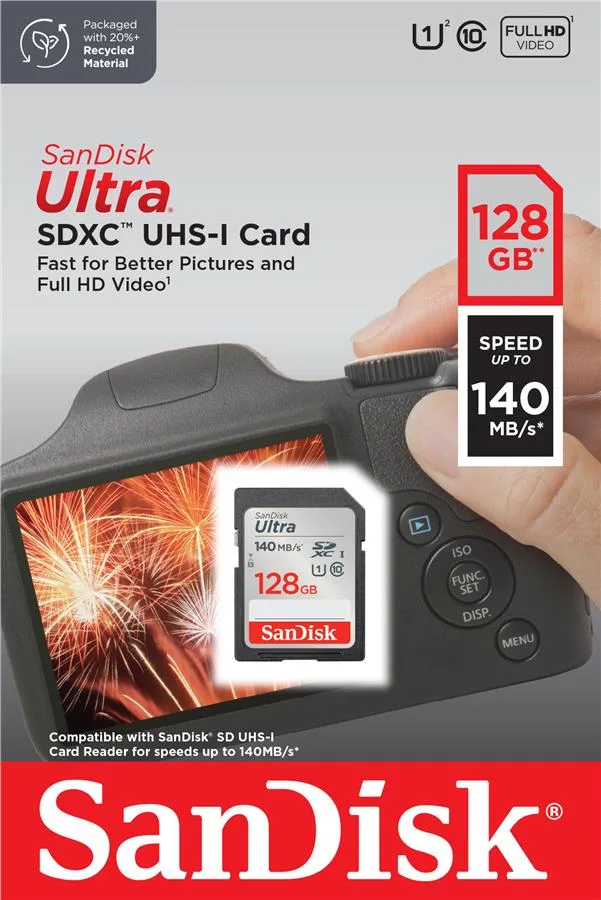 Карта пам'яті SanDisk SD 128ГБ UHS-I 140Мб/с Ultra