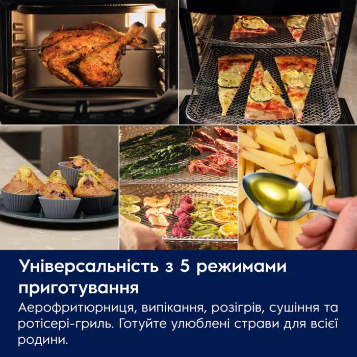 Мультифункційна піч Electrolux 1800Вт, ємність 12л, сенсорне управління, 12 автоматичних програм, віконце, пластиковий корпус, чор