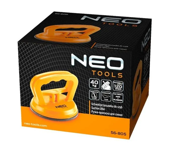 Вакуумна присоска Neo Tools, одиночна, пластиковий корпус, діаметр 120 мм, вантажопідйомність 40 кг.