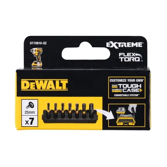 Біти DeWalt FlexTorq 25мм 7шт Т15 Т20 Т25 Т30 Т40 набір для шурупокрутів та дрилів бітний набір