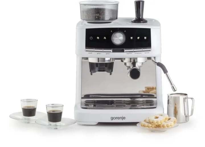 Кавоварка Gorenje ріжкова 2,5 л 1550 Вт біла з кавомолкою та капучинатором
