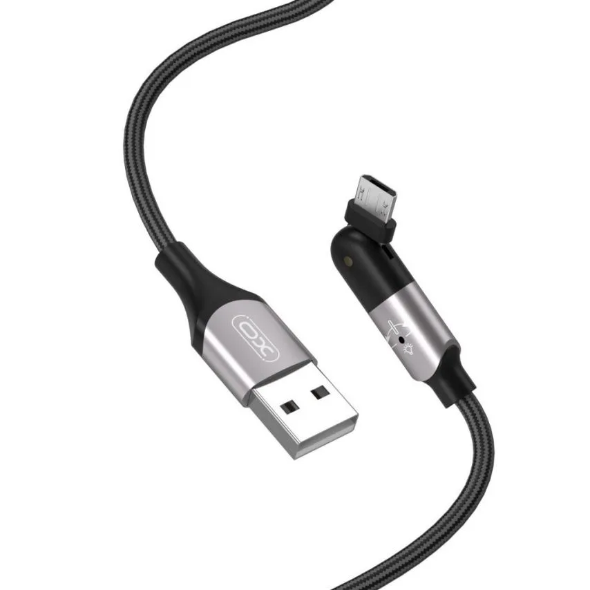 Кабель USB XO тканинний Micro 2.4A 1.2м чорний Quick Charge