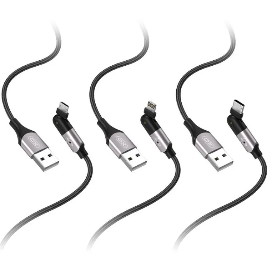 Кабель USB XO тканинний Micro 2.4A 1.2м чорний Quick Charge