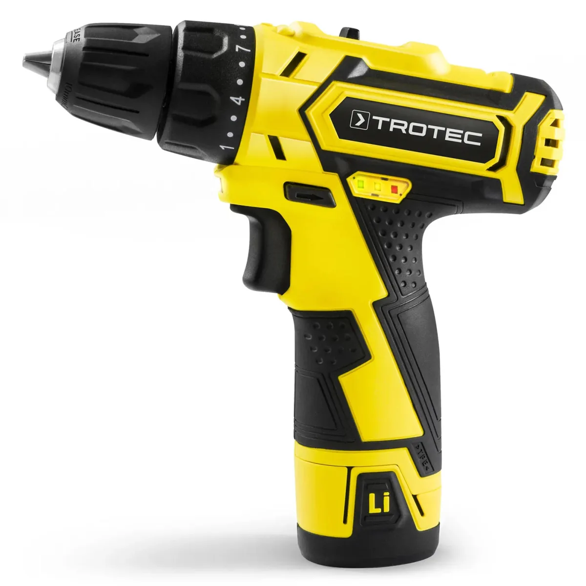 Акумуляторний дриль-шурупокрут Trotec 12V 2Ah жовтий з кейсом