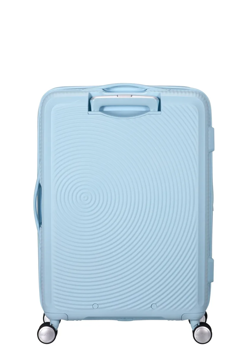 Вализа American Tourister, Soundbox, полипропилен, средняя, 67 см, 71.5/81 л, TSA, 4 колеса, EXP, пастельно-голубая.