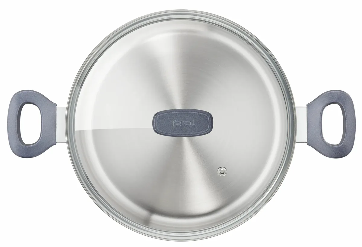 Каструля Tefal Daily Cook з кришкою, 24 см, з нержавіючої сталі, алюмінієвого сплаву та бакелітовою ручкою.