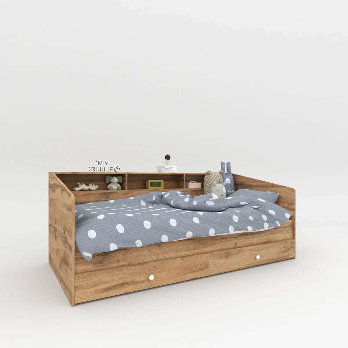 Детская кровать с ящиками Sleep well для подростка с деревянным основанием и ламелями 80х200 ящики для хранения