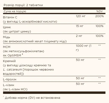 Solgar Skin Nails Hair Advanced MSM 120 табл