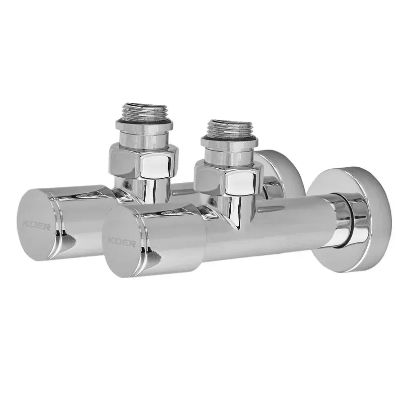 Комплект кранів 1/2'' KR.SET.533 хромований сталевий для рушникосушки