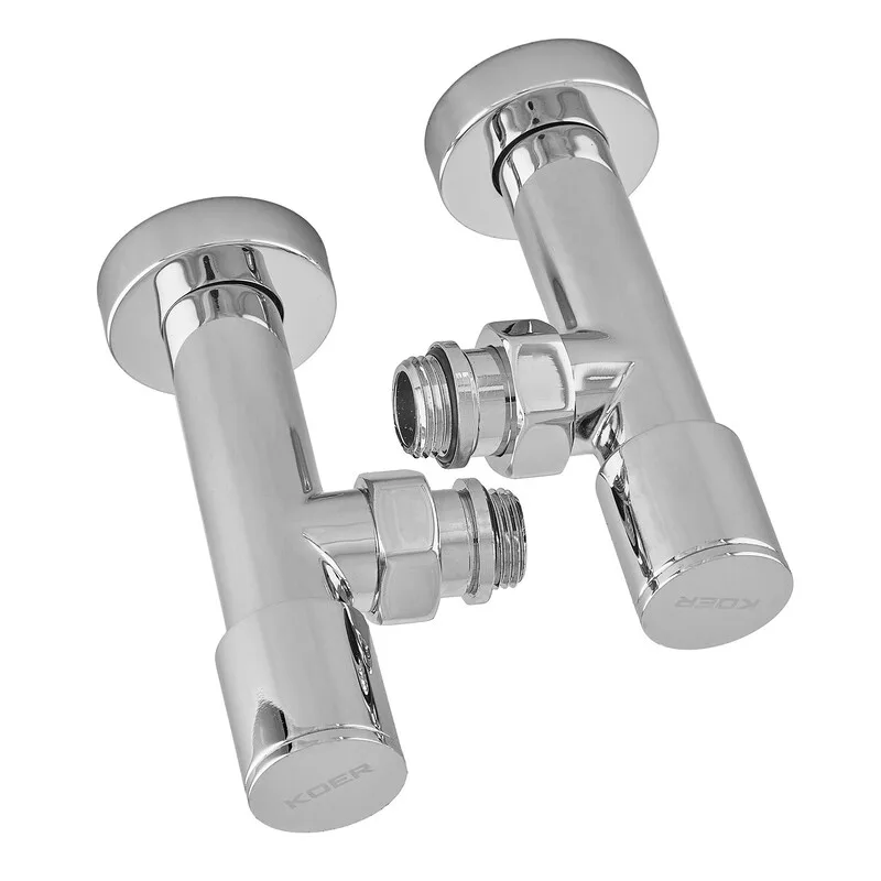 Комплект кранів 1/2'' KR.SET.533 хромований сталевий для рушникосушки