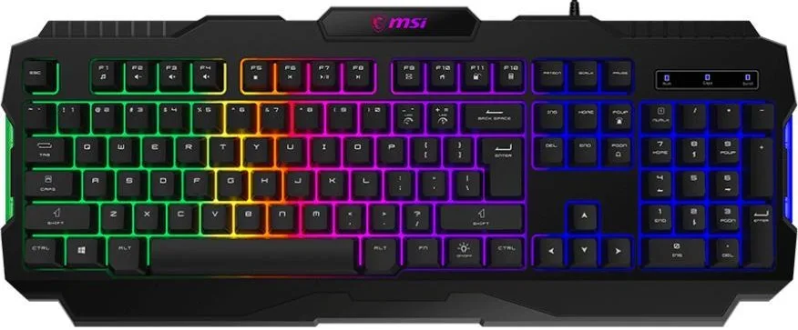 Клавіатура мембранна MSI 104 клавіші USB чорна ColorLED