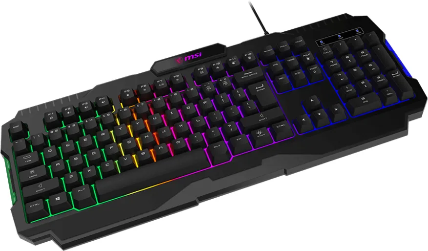 Клавіатура мембранна MSI 104 клавіші USB чорна ColorLED