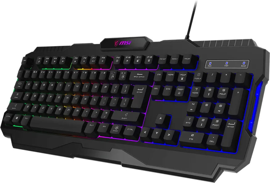 Клавіатура мембранна MSI 104 клавіші USB чорна ColorLED