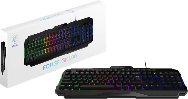 Клавіатура мембранна MSI 104 клавіші USB чорна ColorLED
