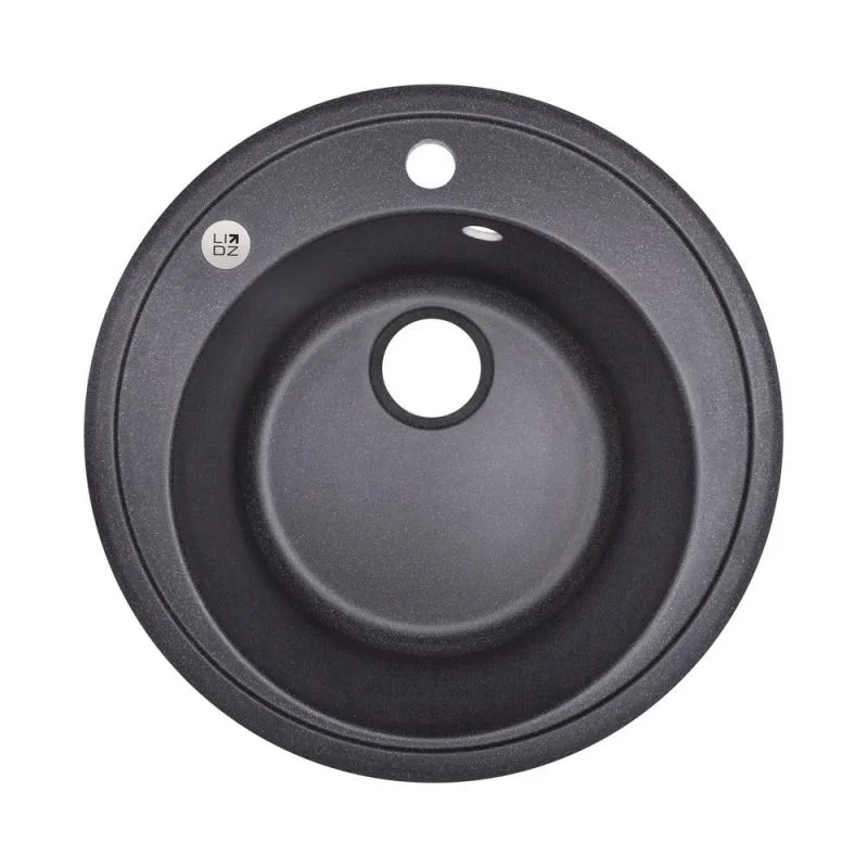 Кухонна мийка Lidz D510 кругла 520х520х220 мм штучний камінь чорна