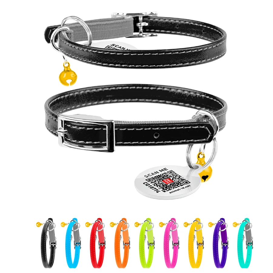 Нашийник WAUCAT Glamour XXS 22-30 см 9 мм шкіряний чорний