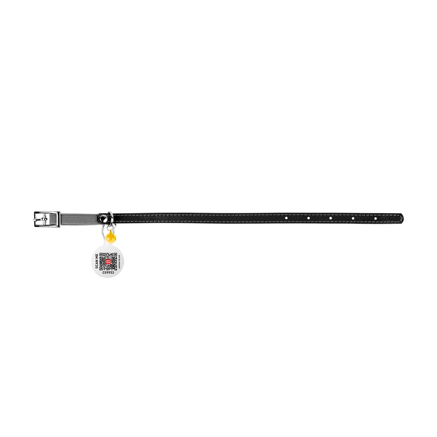 Нашийник WAUCAT Glamour XXS 22-30 см 9 мм шкіряний чорний