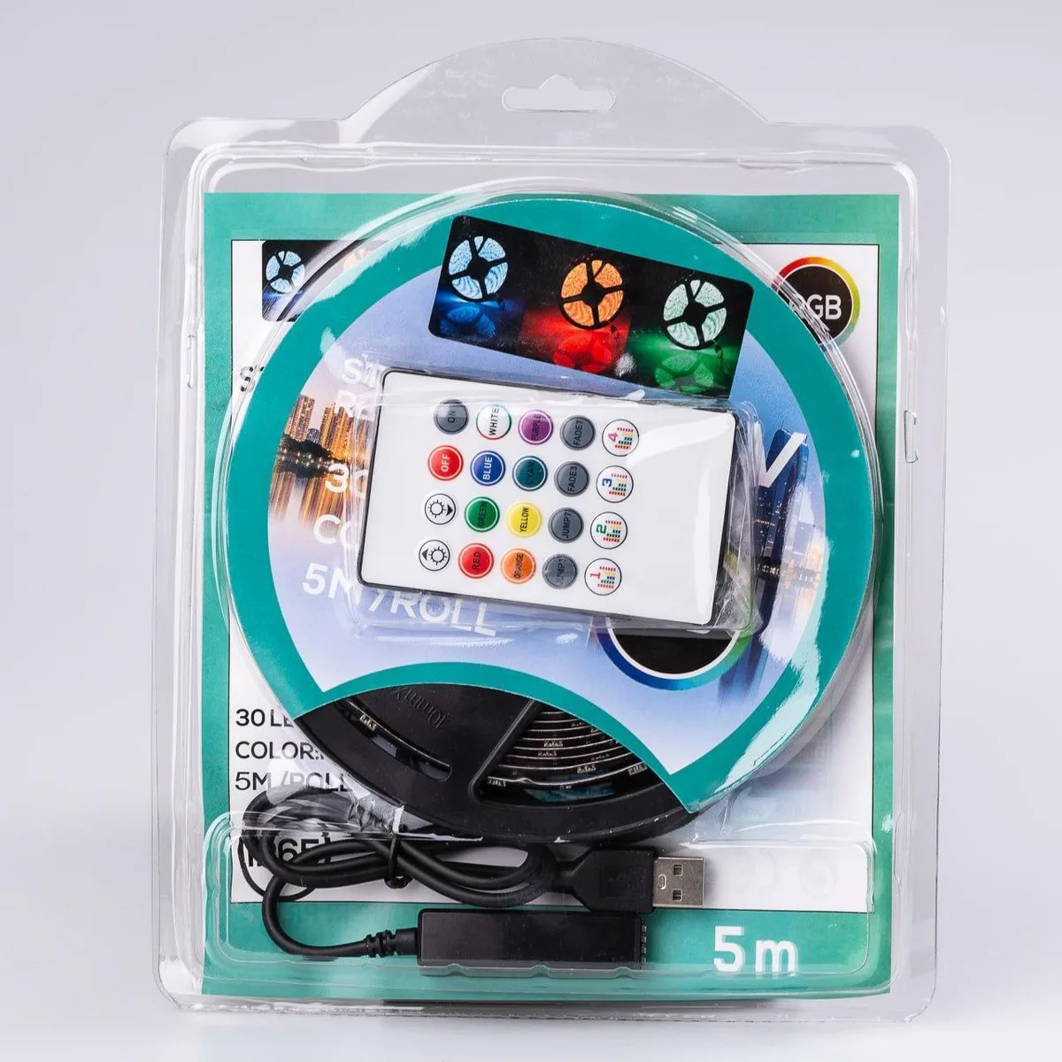 Світлодіодна стрічка 5 м RGB водостійка з пультом 150 LED 220 В