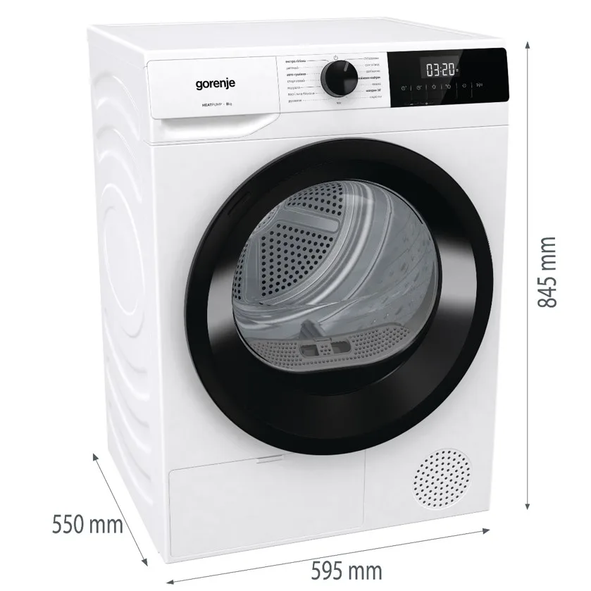 Сушильна машина Gorenje Конденсаційна 8 кг 59,5х84,5х55 см Білий
