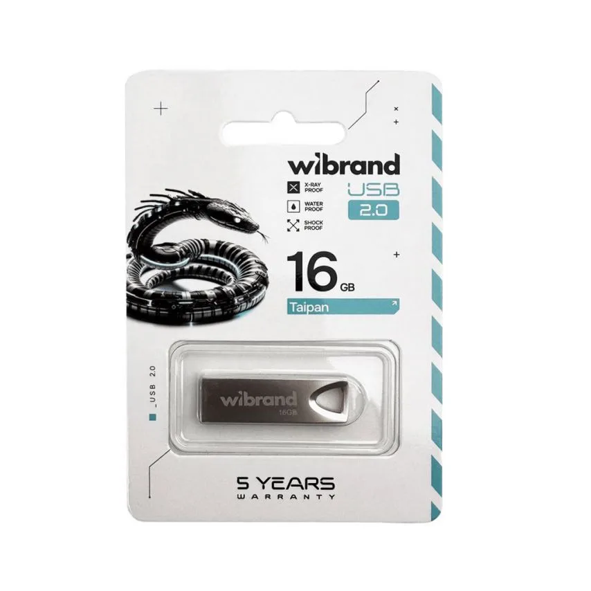 Флеш-пам'ять USB Wibrand 16Гб метал срібний