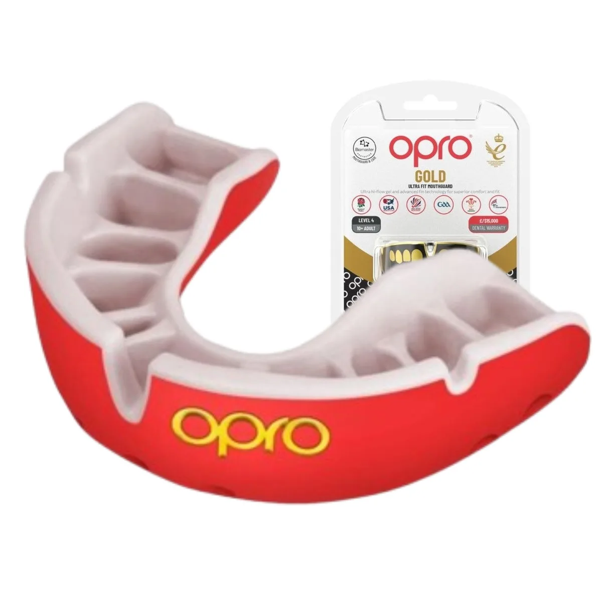 Капа OPRO термопластик доросла 11+ червона перлова