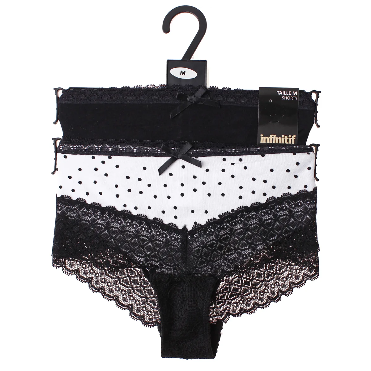 Трусы Infinitif хлопок S черный белый