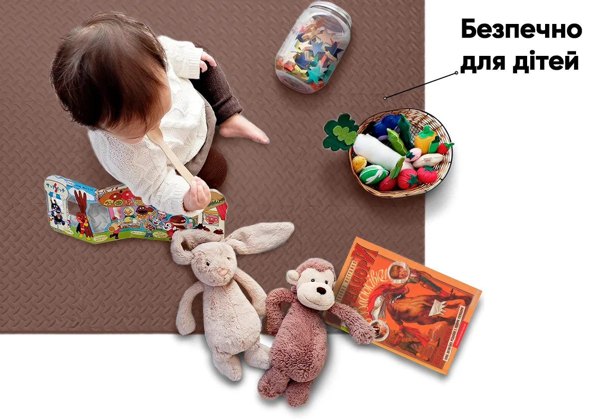 Татамі мат EasyFit EVA 30х30х1 см коричневий 8 шт ласточкин хвіст