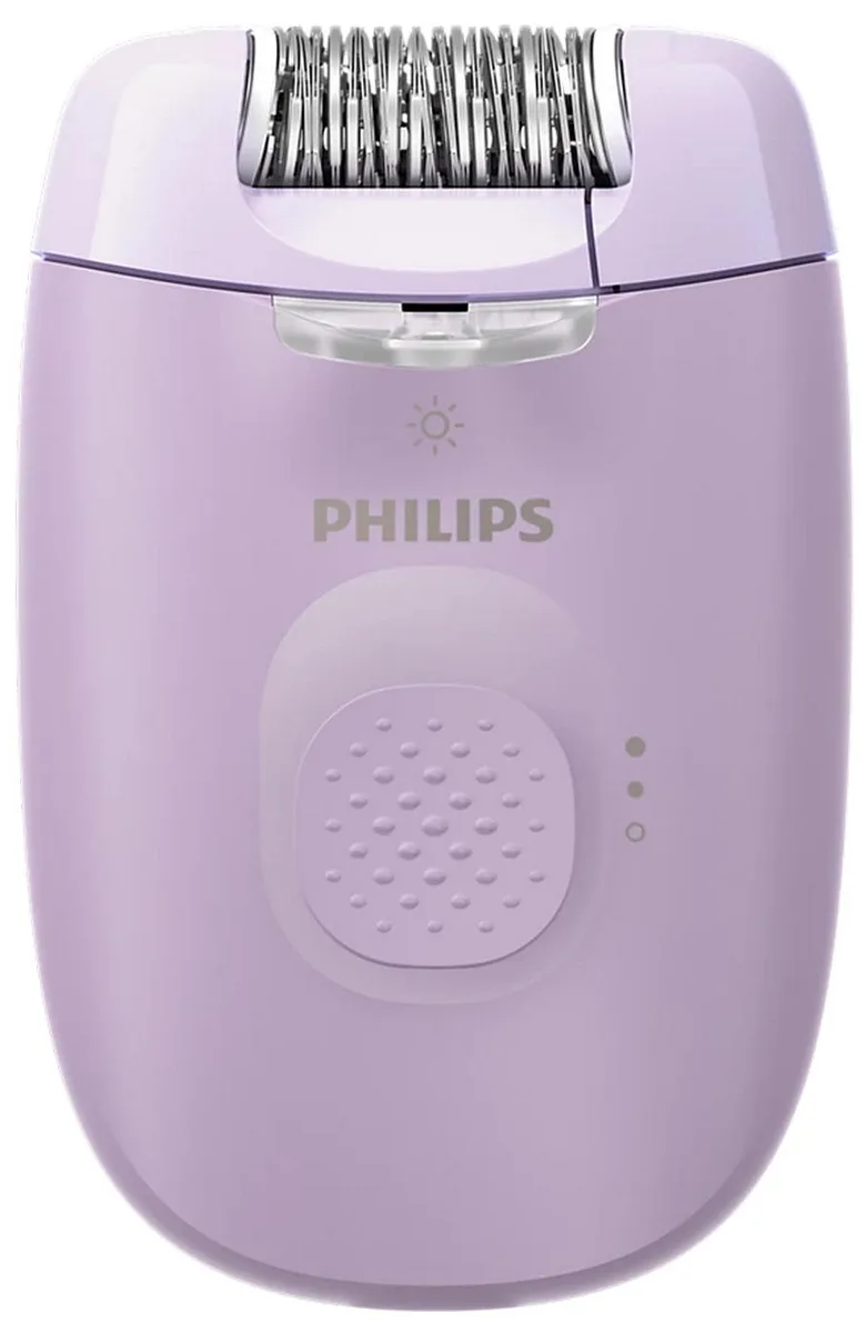 Епілятор Philips Series 2000 дисковий, електричний, з трьома насадками та підсвіткою, фіолетового кольору.