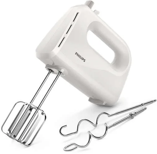 Ручний міксер Philips Daily Collection 300Вт з двома насадками та турборежимом, білий.