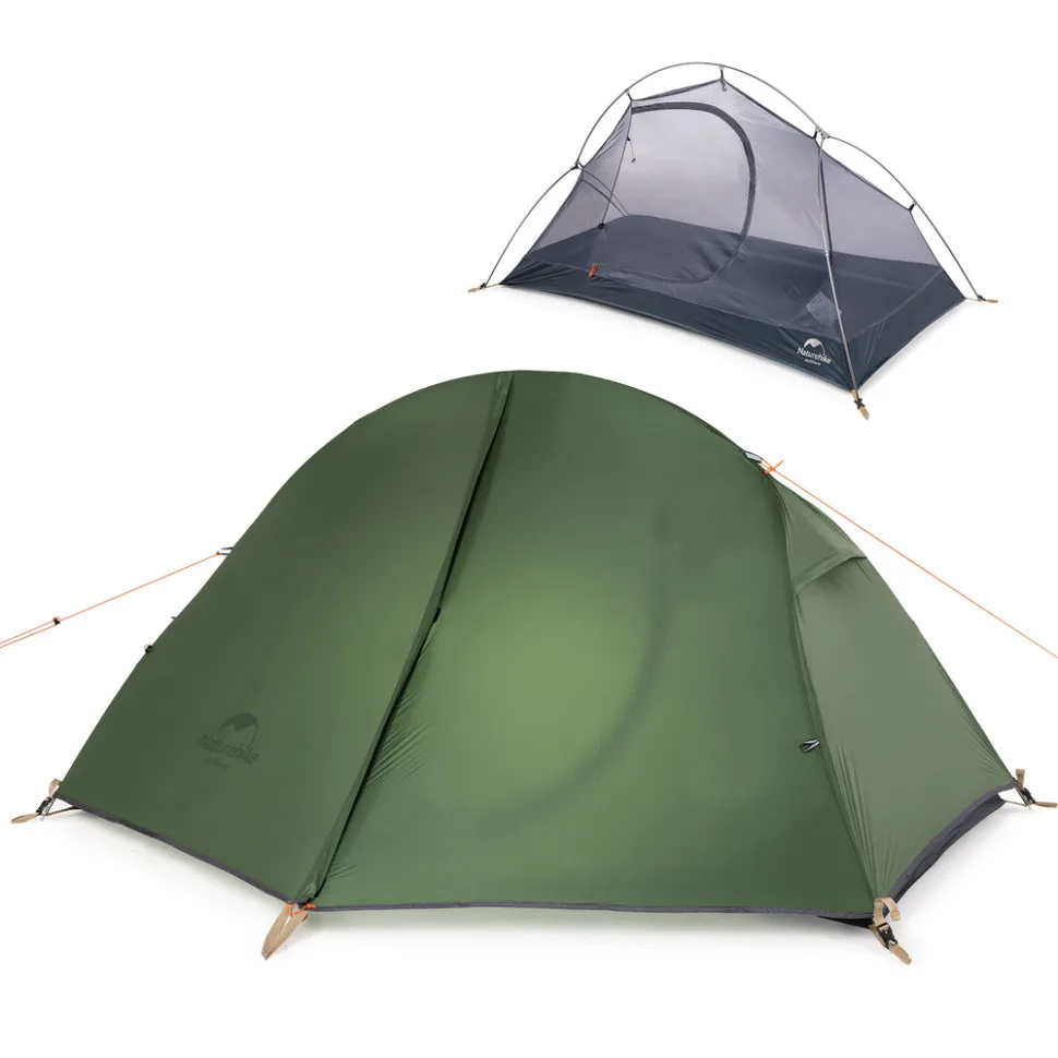 Намет сверхлегкий одноместный Naturehike 210T 205х(95+60)х110 см темно-зеленый.