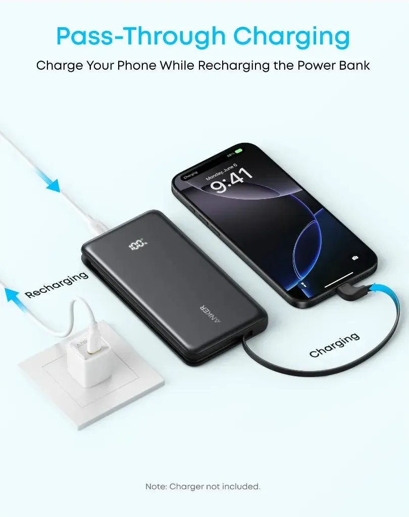 Портативний зарядний пристрій Anker 10000 мАг 22.5W USB-C Чорний