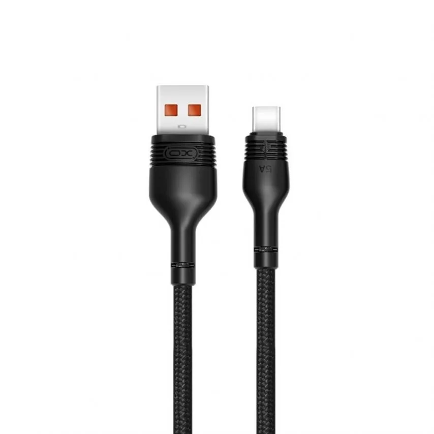 Кабель USB Type-C 1м тканинний чорний 5A швидке заряджання