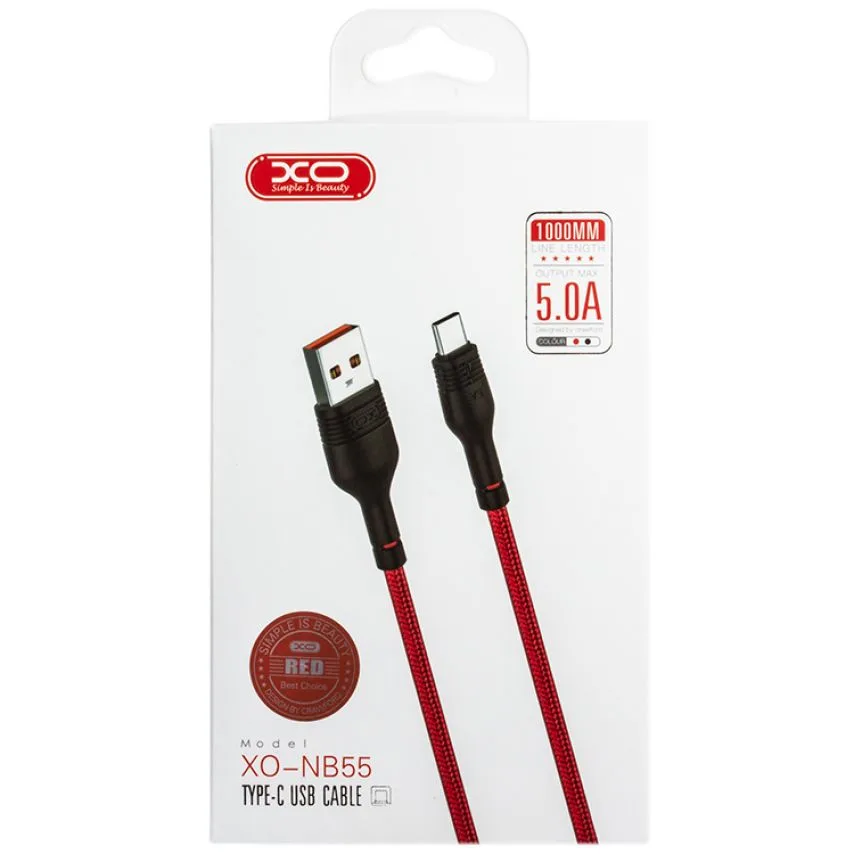 Кабель USB Type-C 1м тканинний чорний 5A швидке заряджання