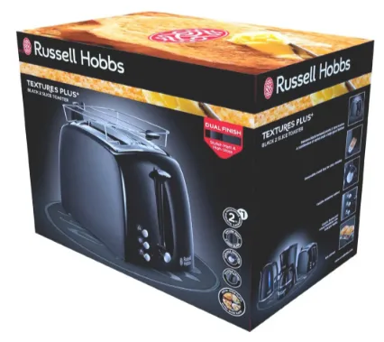 Тостер Russell Hobbs пластик 27х20х30 см чорний 850 Вт 2 тости 6 режимів