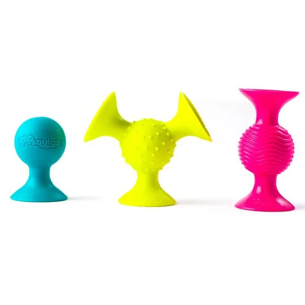 Набір сенсорних брязкалець Fat Brain Toys силіконові 23х6х25 см різнокольорові 3 шт