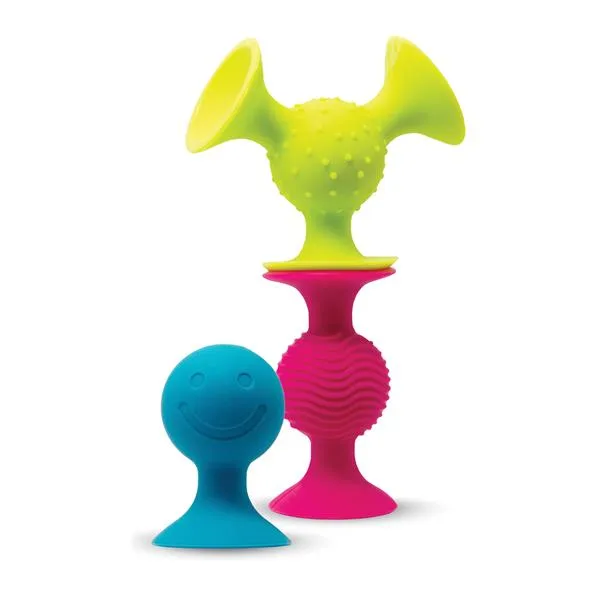 Набір сенсорних брязкалець Fat Brain Toys силіконові 23х6х25 см різнокольорові 3 шт