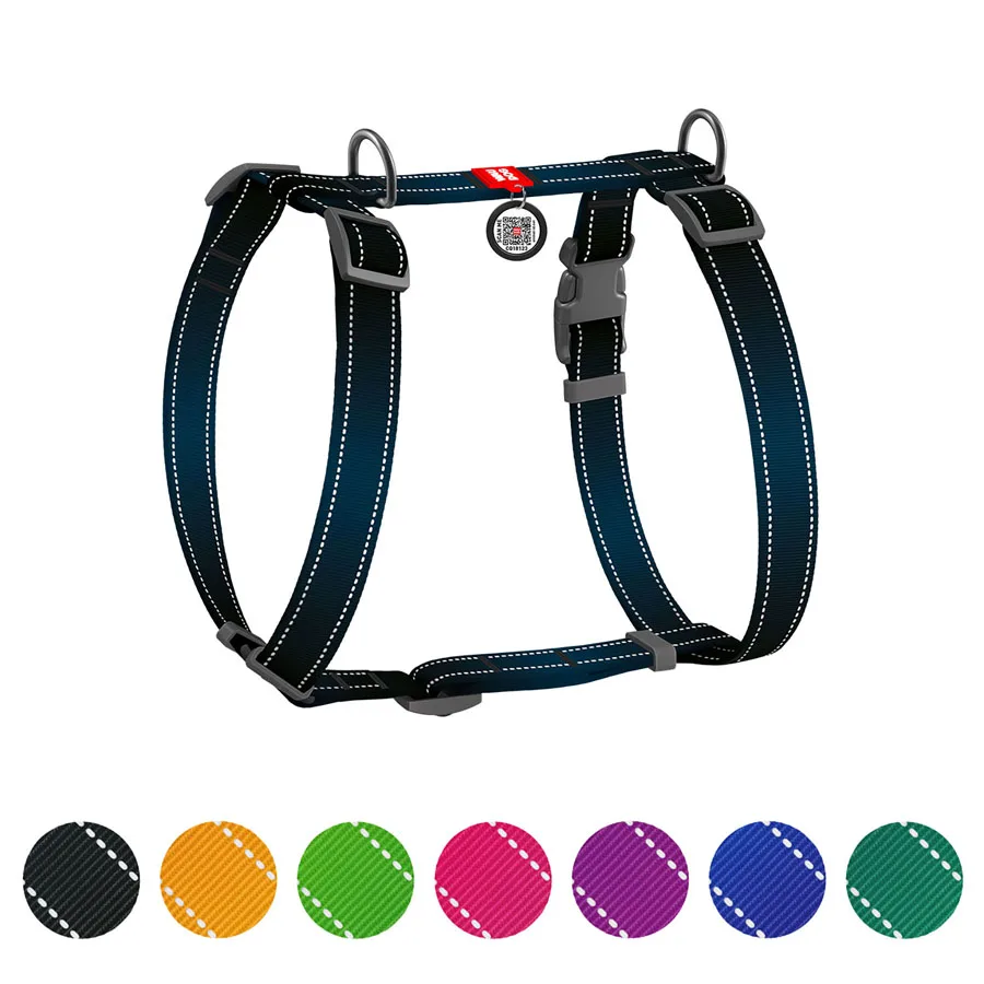 Шлея анатомічна H-подібна WAUDOG Nylon Mono світловідбивна 25х50-90 см нейлонова