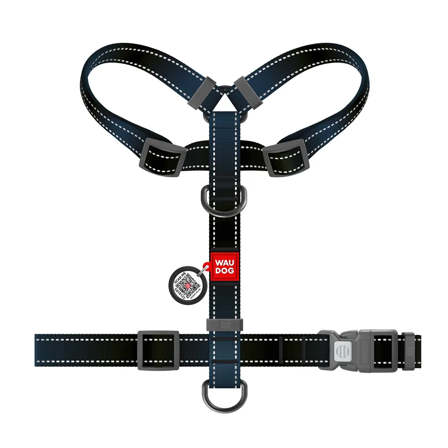 Шлейка анатомическая H-образная WAUDOG Nylon Mono светоотражающая 25х50-90 см нейлоновая