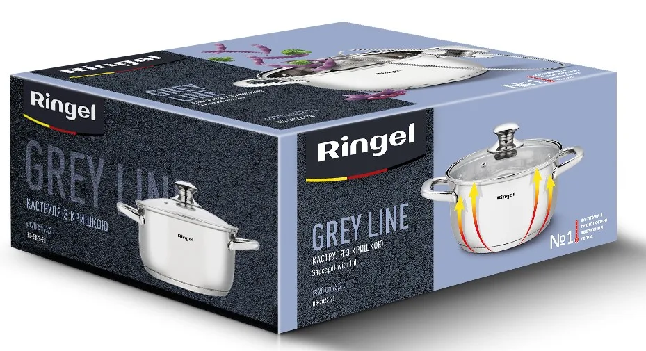 Каструля Ringel нержавіюча сталь 3,2 л 20 см Grey Line