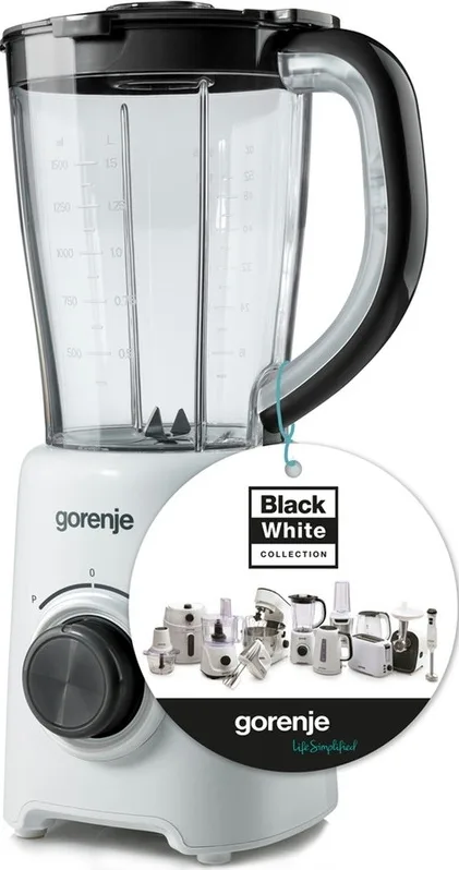 Блендер Gorenje стаціонарний 500Вт, ємність 1500мл, білий.