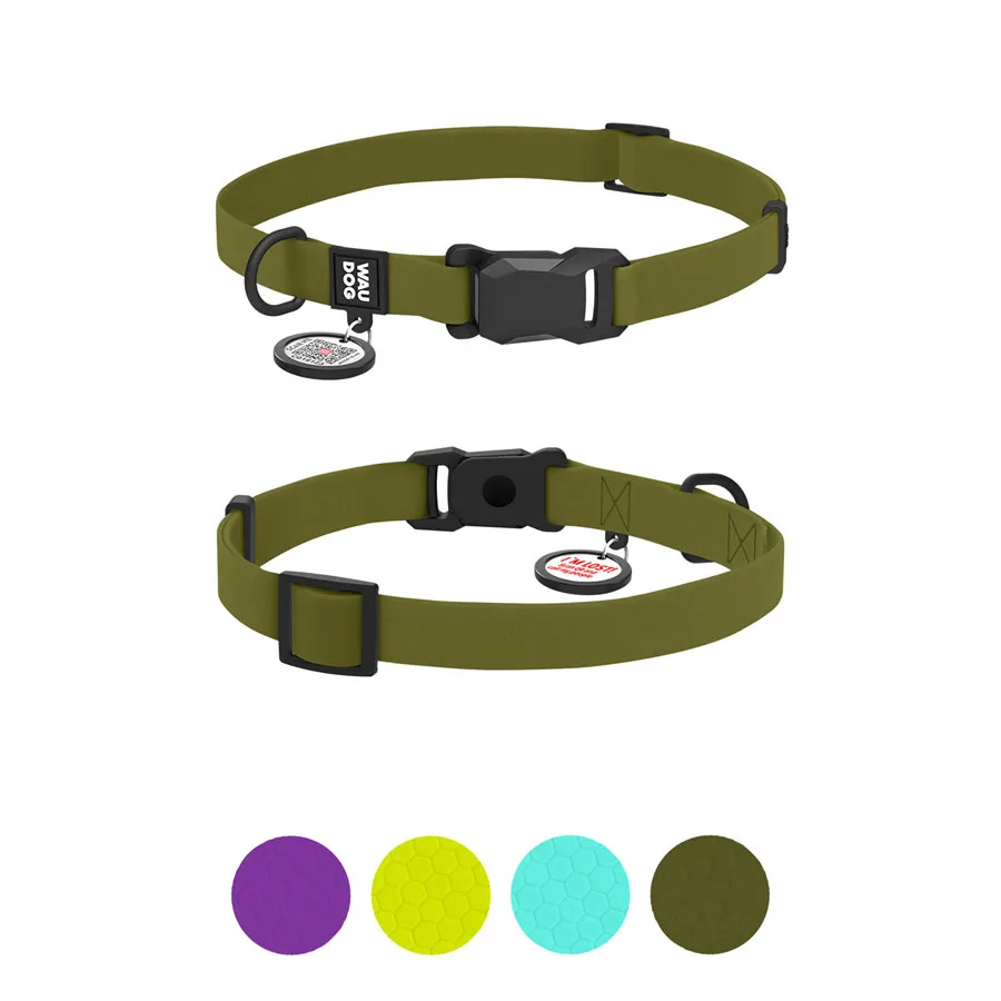 Нашийник WAUDOG Magnet 15 мм Collartex водостійкий S хакі 26-35 см