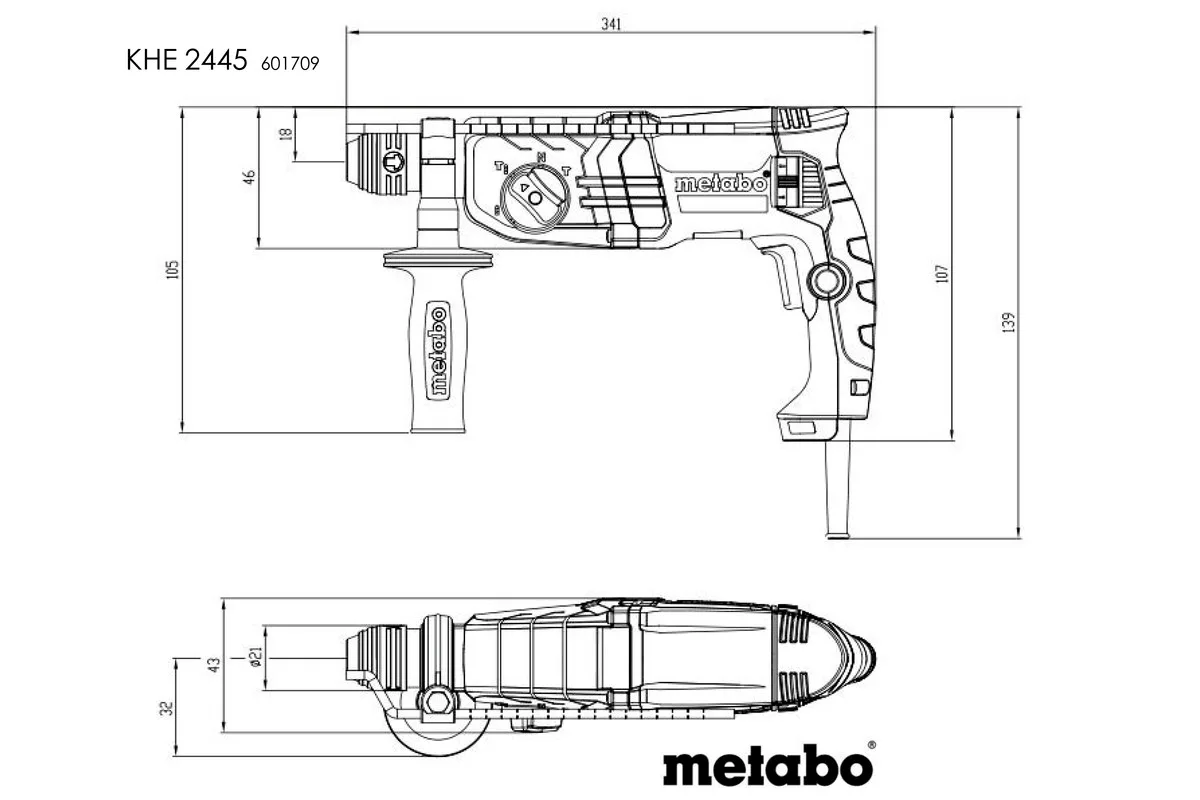 Перфоратор Metabo KHE 2445 SDS-plus 800Вт, 2.4 Дж, вага 2.8 кг