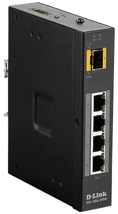Промисловий комутатор D-Link DIS-100G-5PSW 4x1GE PoE, 1xSFP, PoE-бюджет 120 Вт, Некерований