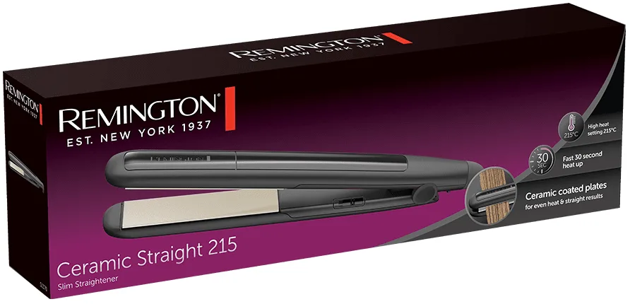 Выпрямитель волос Remington Ceramic Straight 215, >215С, с дисплеем, керамическими пластинами, черного цвета