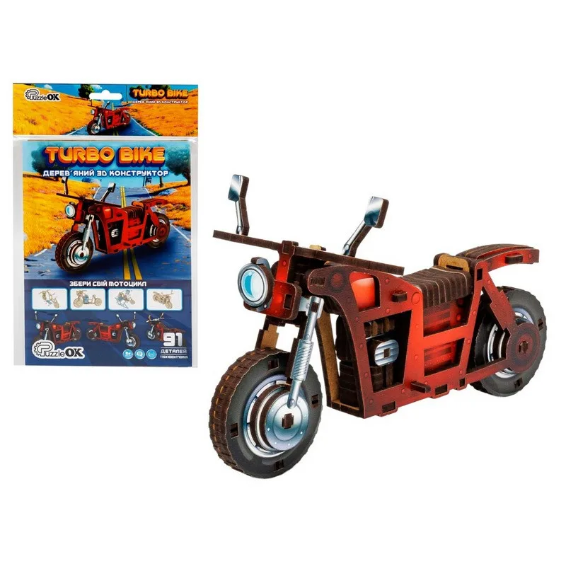 Дитячий дерев'яний 3D конструктор PuzzleOK 91 деталь кольоровий 17х11,5х10 см